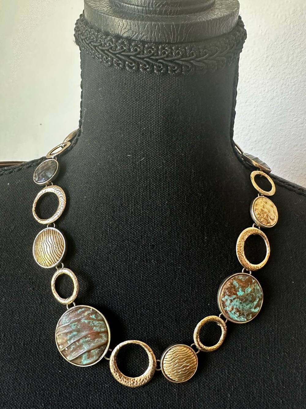 Reaction Kenneth Cole Gold Tone Necklace with Turquoise Patina Accents